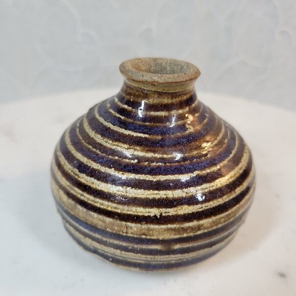 Vintage Pottery Vases 3.5" Brown Green Marble Incaware Ceramic Art Glazed Lot‎ 4 - Picture 5 of 16